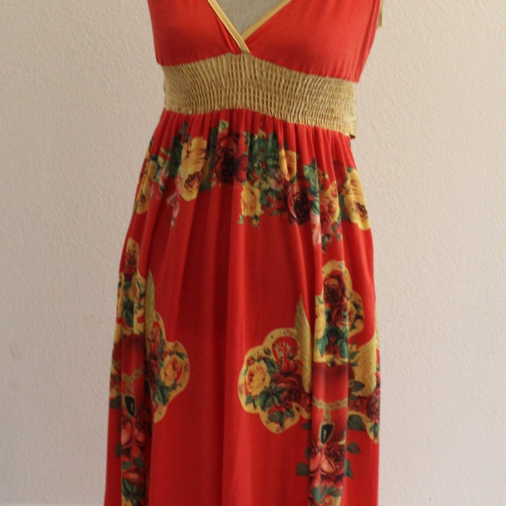 Paco Chicano Red Floral SunDress Small